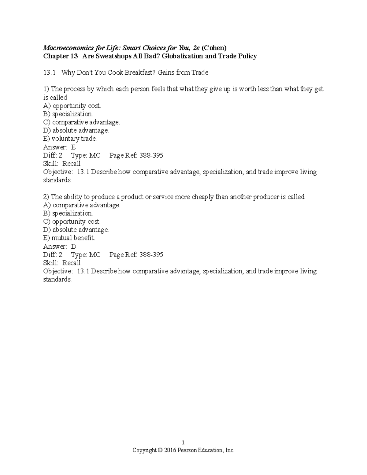 Macroeconomics Chapter 13: Comparative Advantage and Trade - Studocu