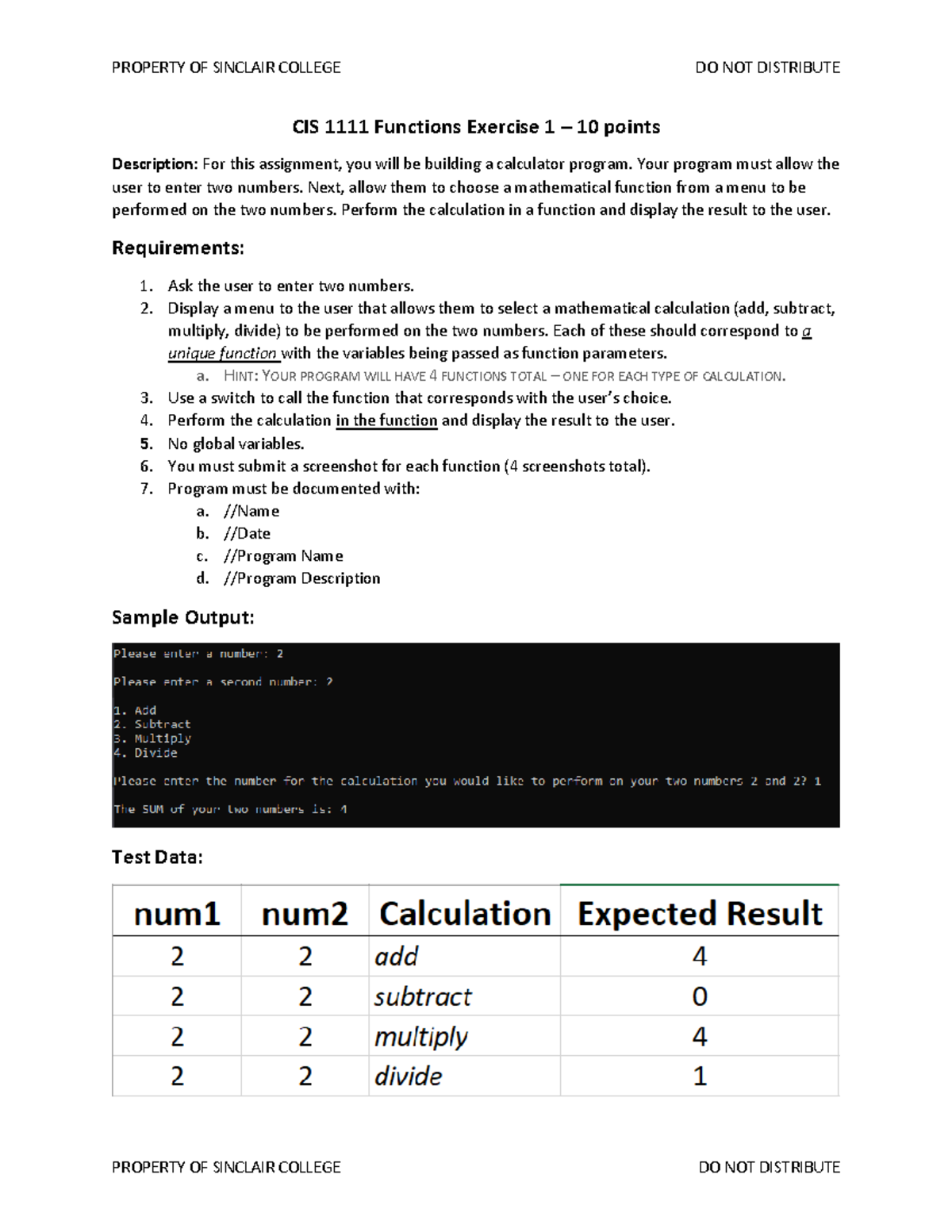 Functions Exercise 1 - For this assignment, you will be building a ...