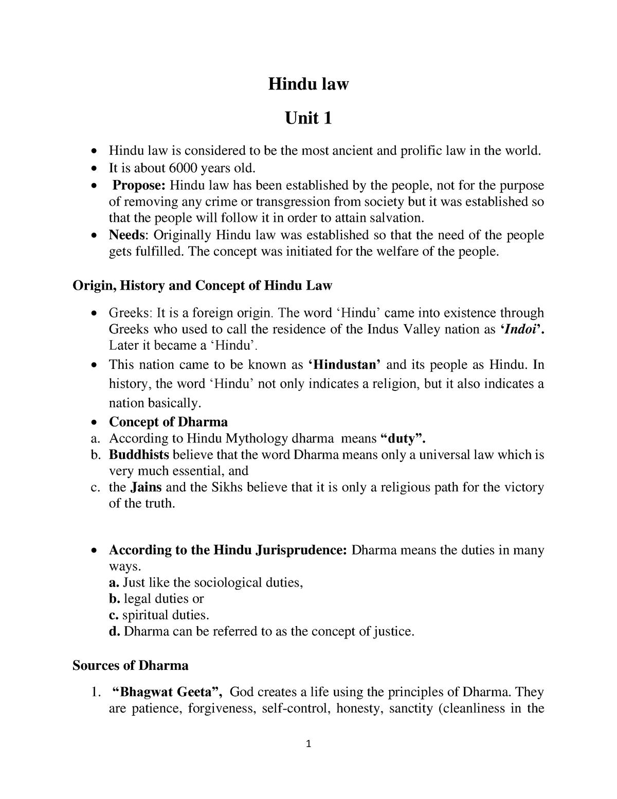 Hindu Law Unit 1 - Hindu Law Unit 1 • Hindu Law Is Considered To Be The ...