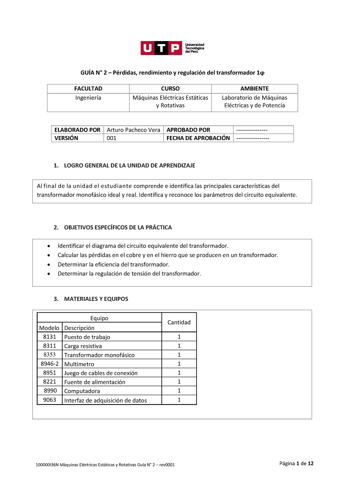 Máquinas Eléctricas Estáticas Y Rotativas Guía Lab Virtual N° 2 GuÍa