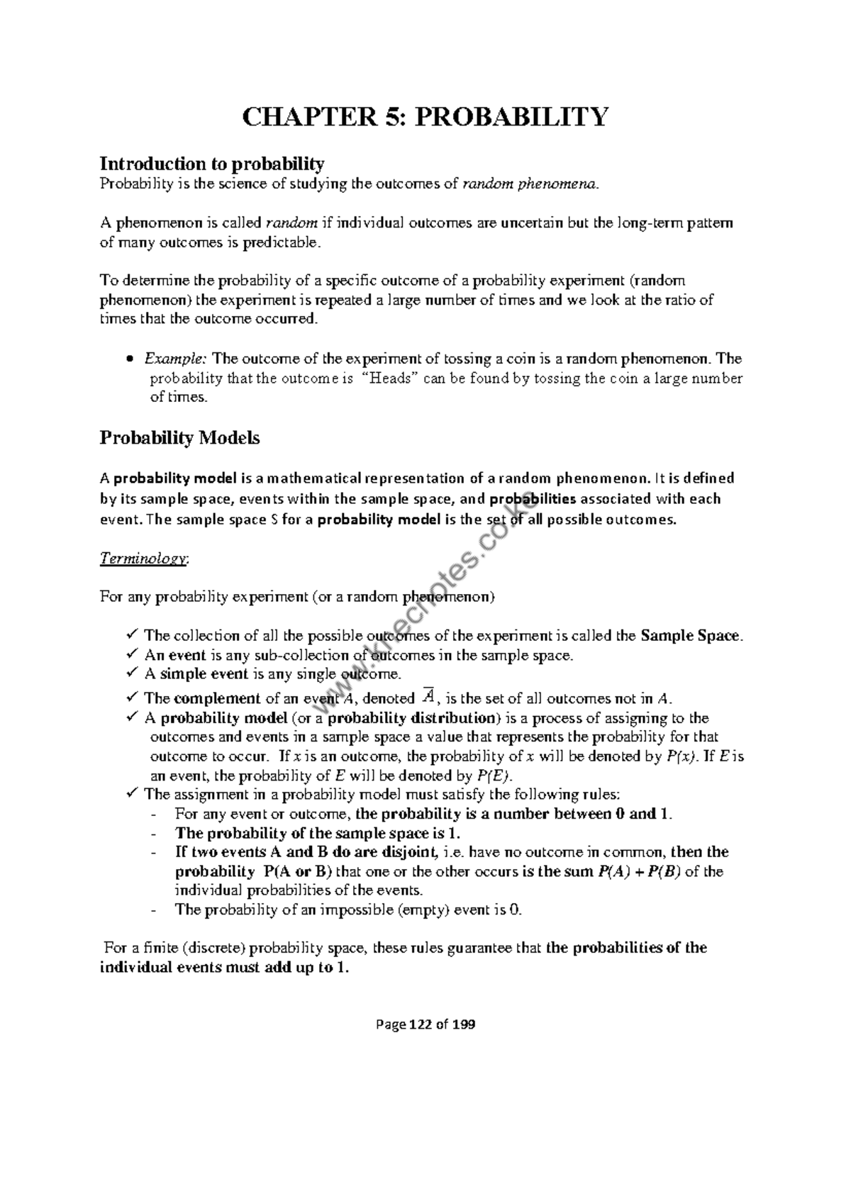 5 Probability - NOTES - CHAPTER 5: PROBABILITY Introduction To ...