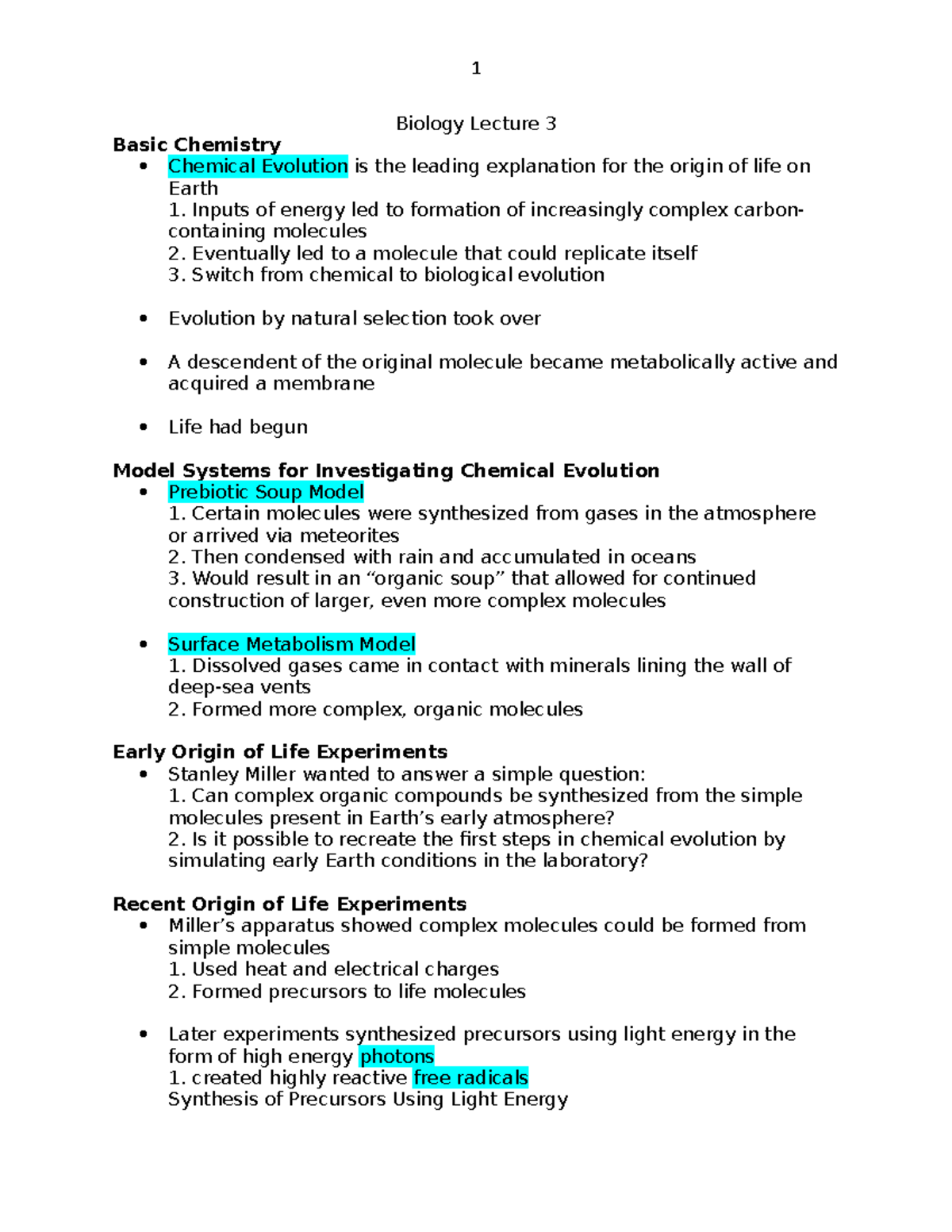 Biology Lecture Three - 1 Biology Lecture 3 Basic Chemistry Chemical ...