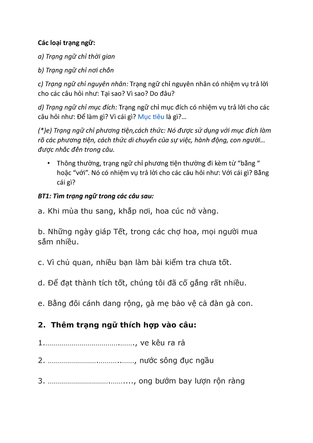 TNGU - HPNN - Các Lo I Tr Ng Ngạ ạ ữ: A) Tr Ng Ngạ ữ Ch Th I Gianỉ ờ B ...