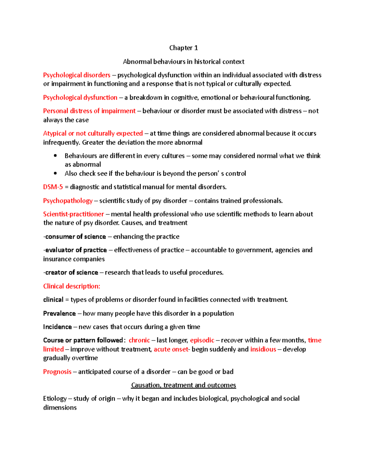 Chapter 1 - Abnormal psy - Chapter 1 Abnormal behaviours in historical ...
