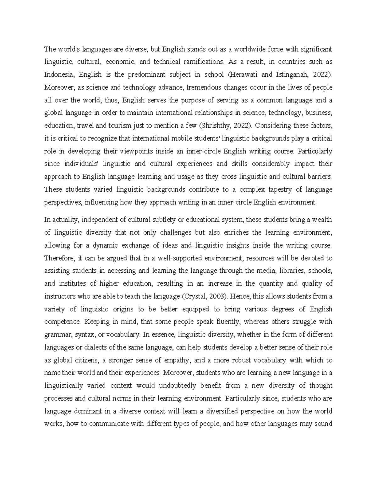 Language paper2 Learn kids The world's languages are diverse, but English stands out as a