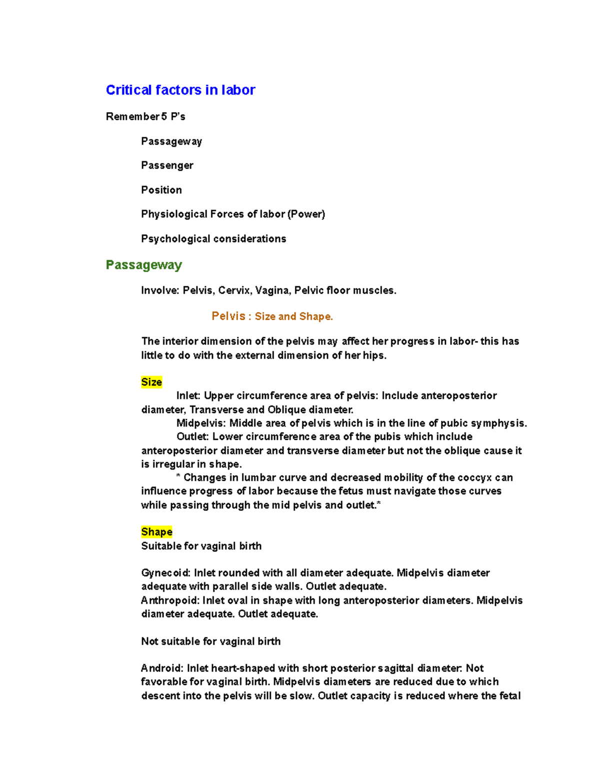 5P%E2%80%99s%20of%20Labor - Critical factors in labor Remember 5 P’s ...