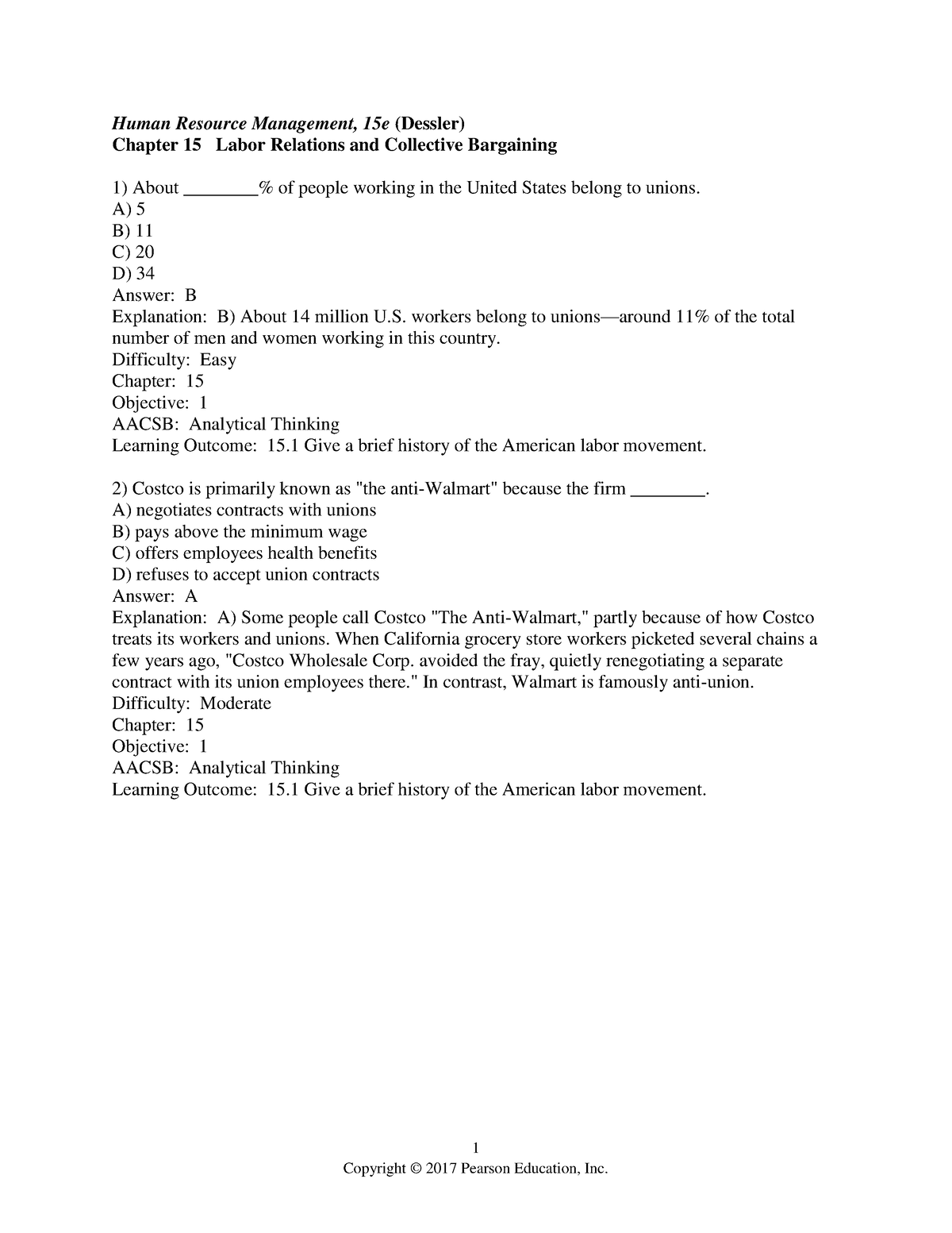 Chapter 15 - Human Resource Management Dessler 16e - 1 Human Resource ...