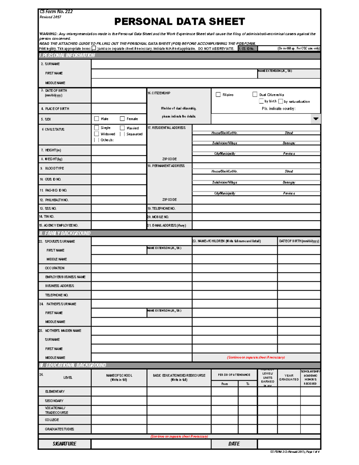 Dr. Juse Rizal pds1 001 - Print legibly. Tick appropriate boxes ( ) and ...