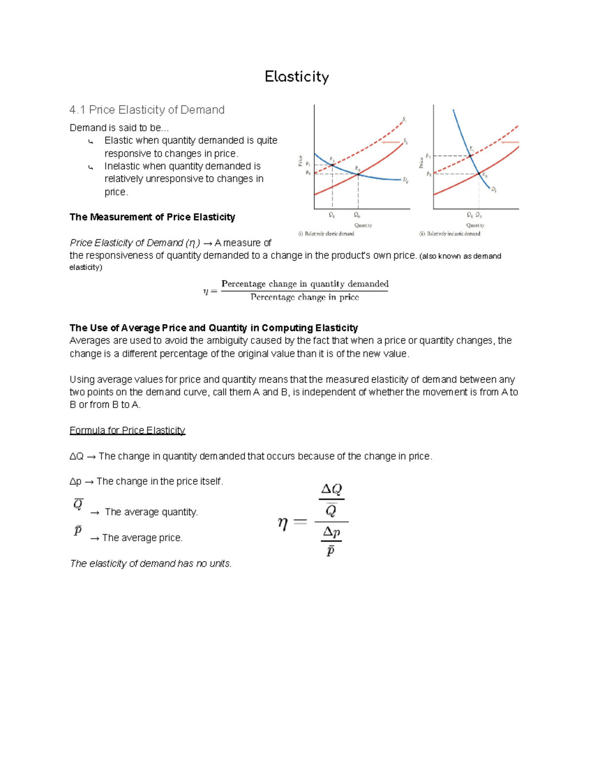 EC 120 Chapter 4 Notes Elasticity 4 Price Elasticity of Demand Demand is said to be... ⤷