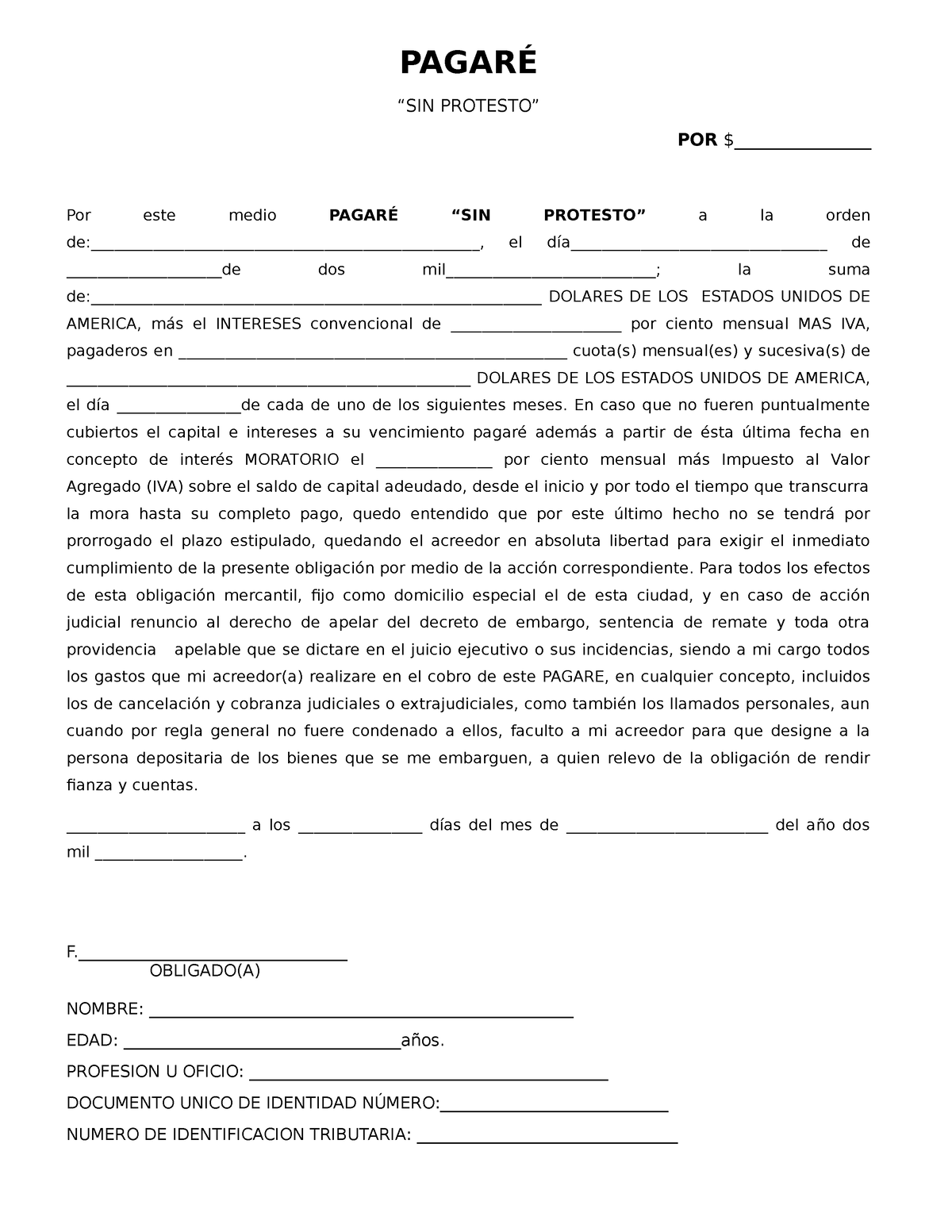 Pagare 3 PagarÉ “sin Protesto” Por Por Este Medio PagarÉ “sin Protesto” A La 8798