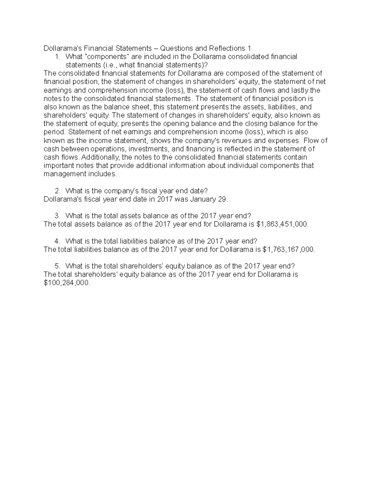 Questions and Reflections 1 - What “components” are included in the ...