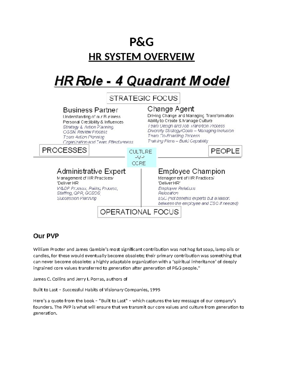 P&G Group - HR management product - P&G HR SYSTEM OVERVEIW Our PVP ...