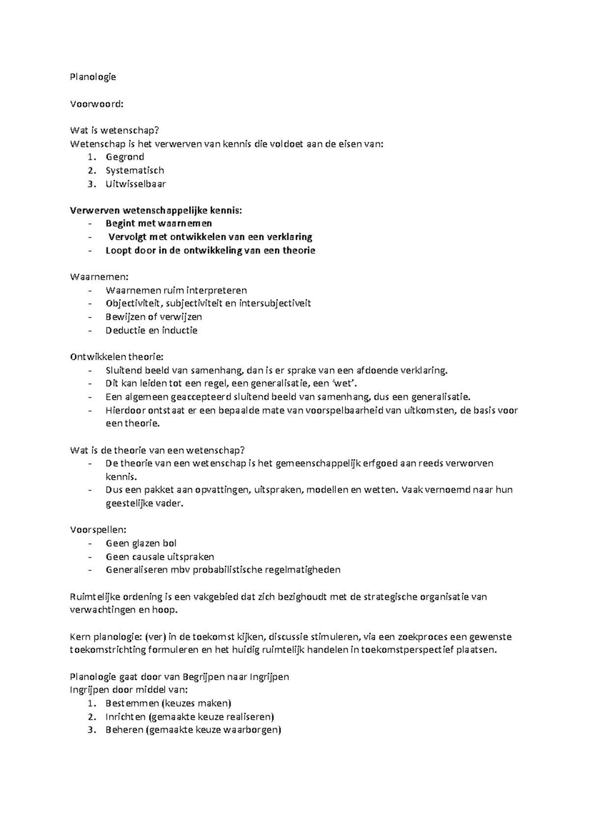 Samenvatting Inleiding Planologie: H1-4 - Planologie Voorwoord: Wat Is ...