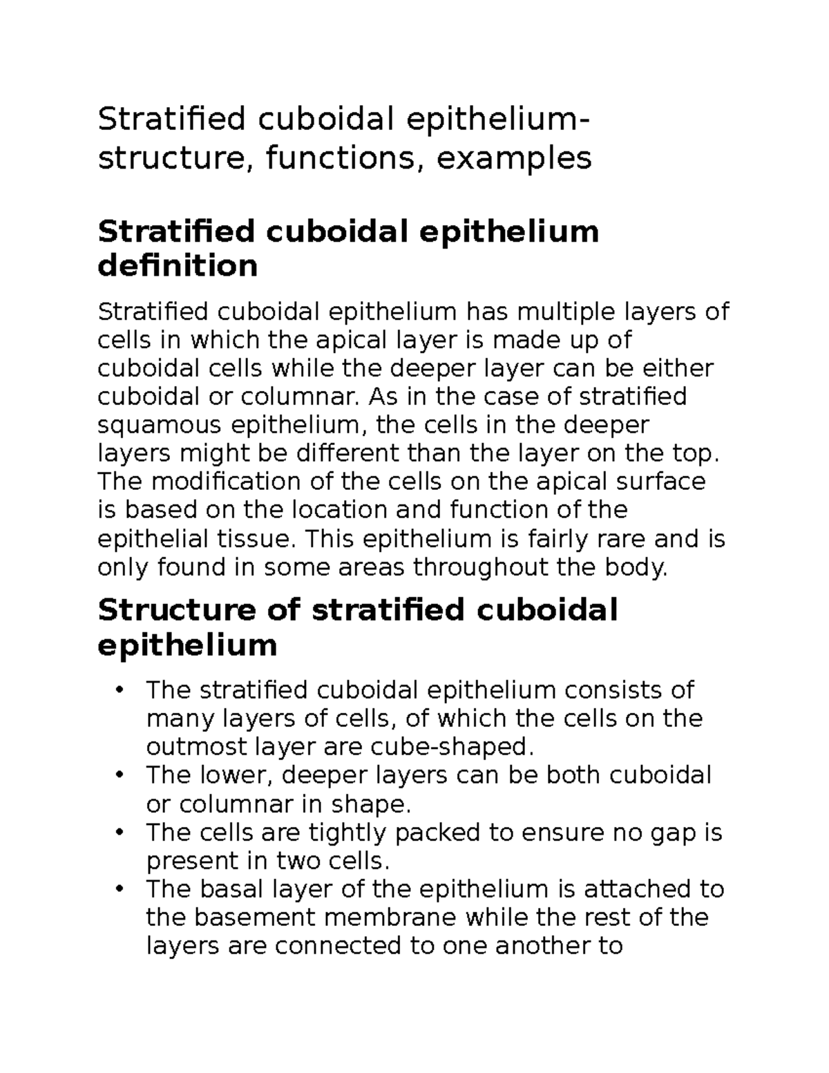 Bio 48 - Notes - Stratified cuboidal epithelium- structure, functions ...