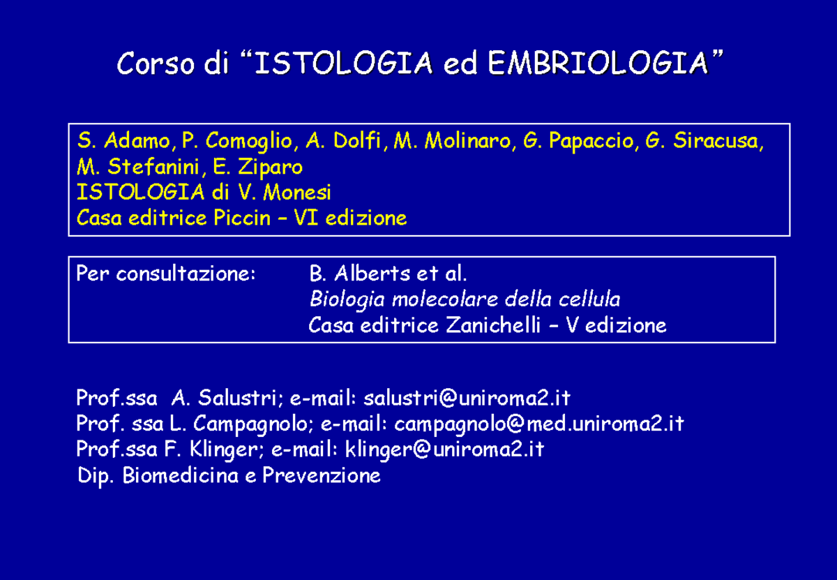 01 La cellula e i metodi di indagine PDF - Corso di “ISTOLOGIA ed