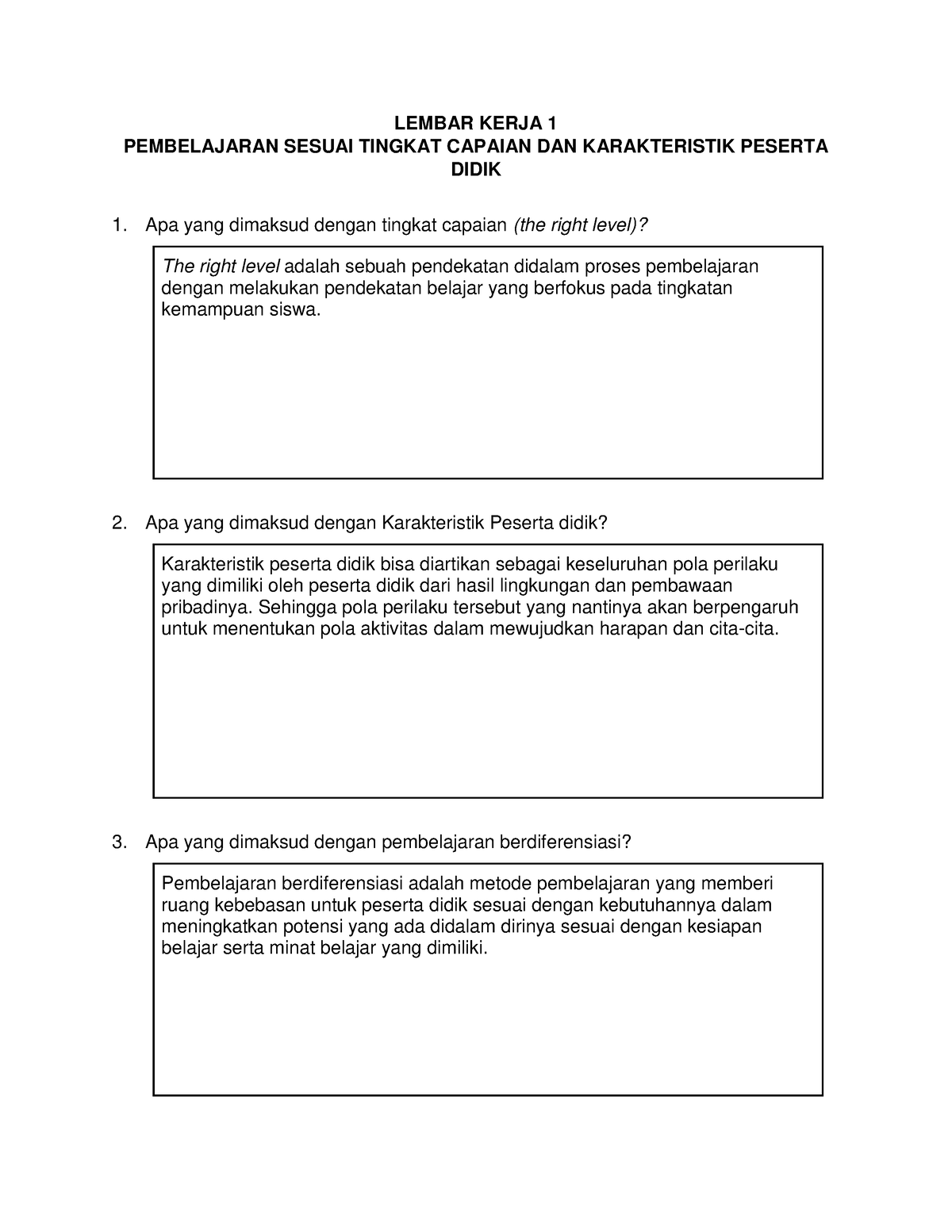 Lk Topik Prinsip Pengajaran Dan Asesmen Yang Efektif Lembar Kerja Pembelajaran Sesuai