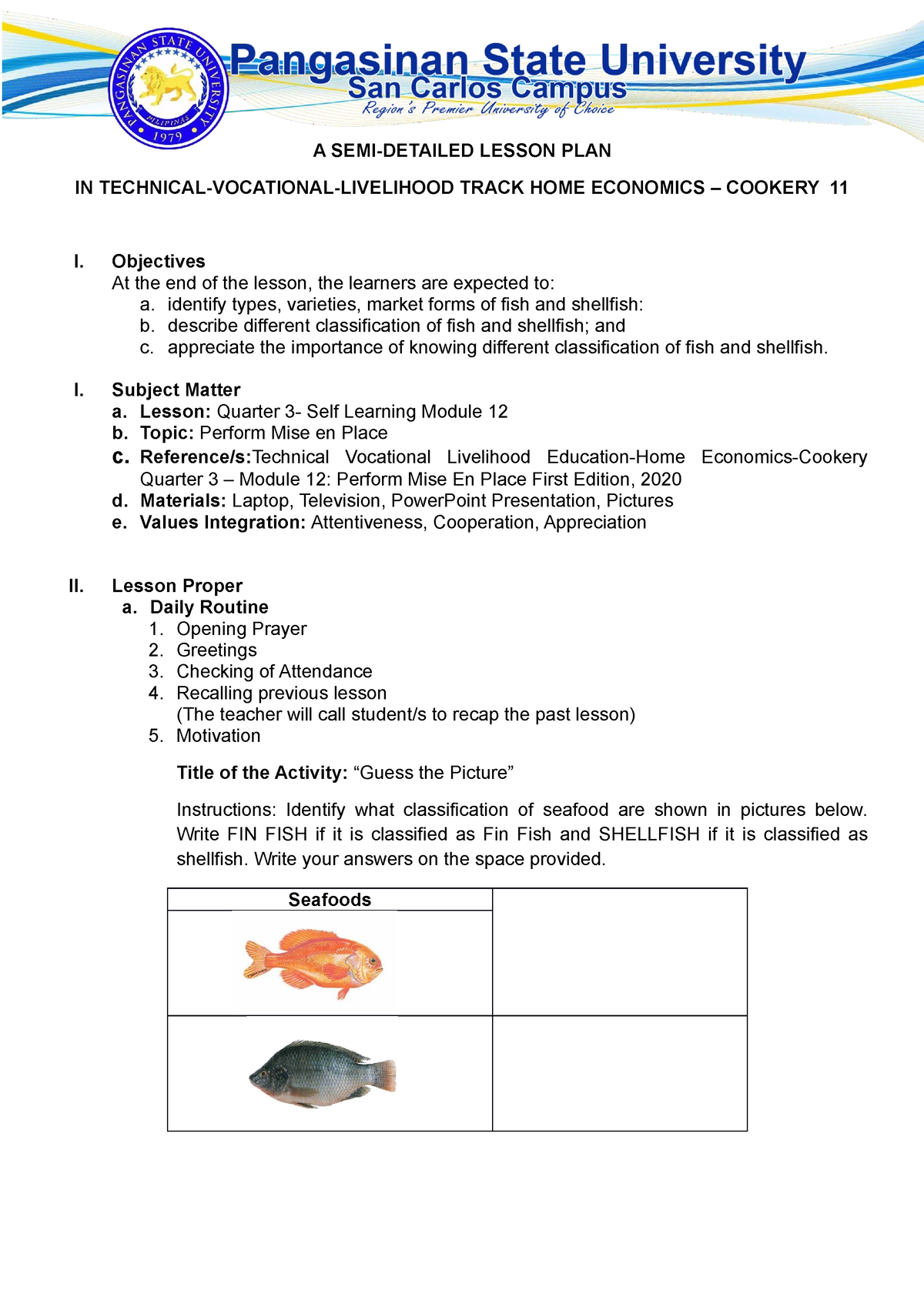 Cookery Sdlp Module 12 A Semi Detailed Lesson Plan In Technical Vocational Livelihood Track 3441