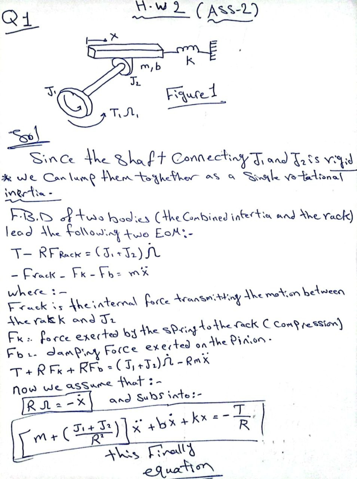Assignment 2-Group H - Q1 H 2 x K m,b J2 J. Figure 1 Tr. 801 Since the ...