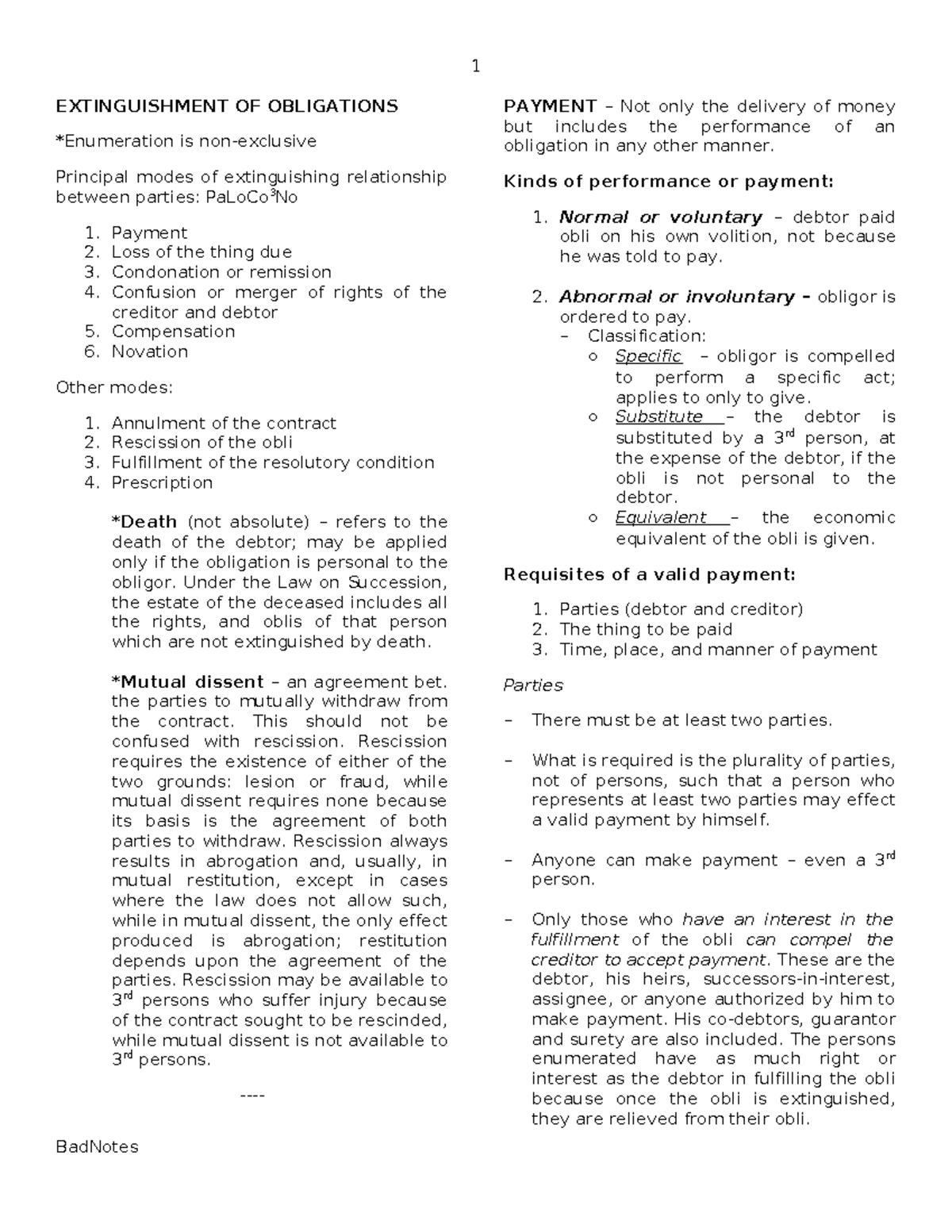 Pdf-extinguishment-of-obligations-oblicon Compress - EXTINGUISHMENT OF ...