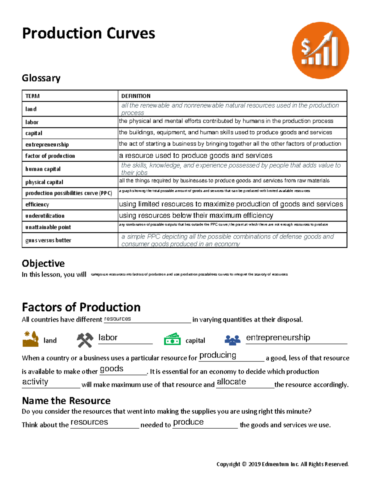 093Guided Notes - Production Curves - Production Curves Glossary TERM ...