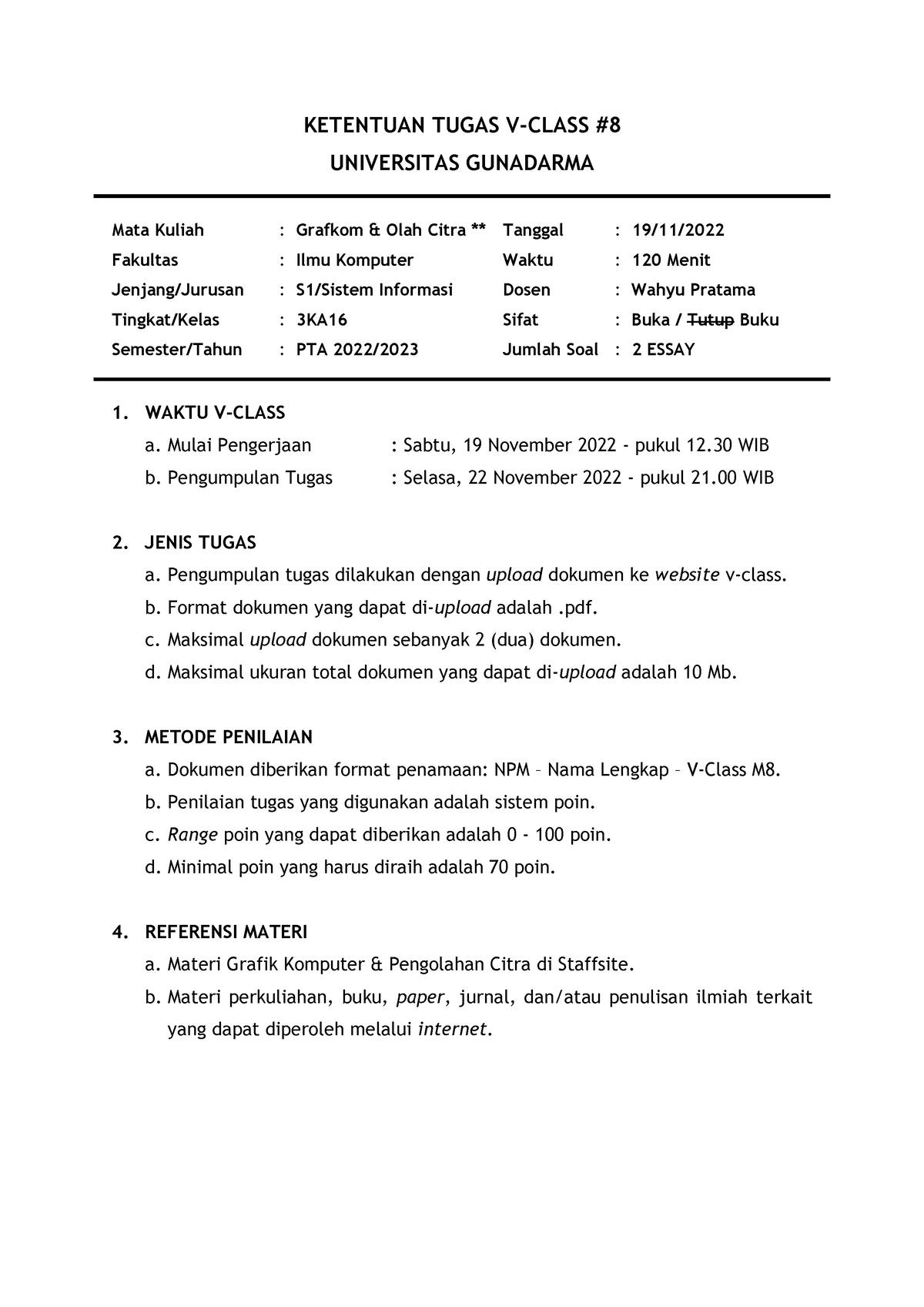 1. Tugas V-Class M8 - Ppppppppppppp - KETENTUAN TUGAS V-CLASS # 8 ...