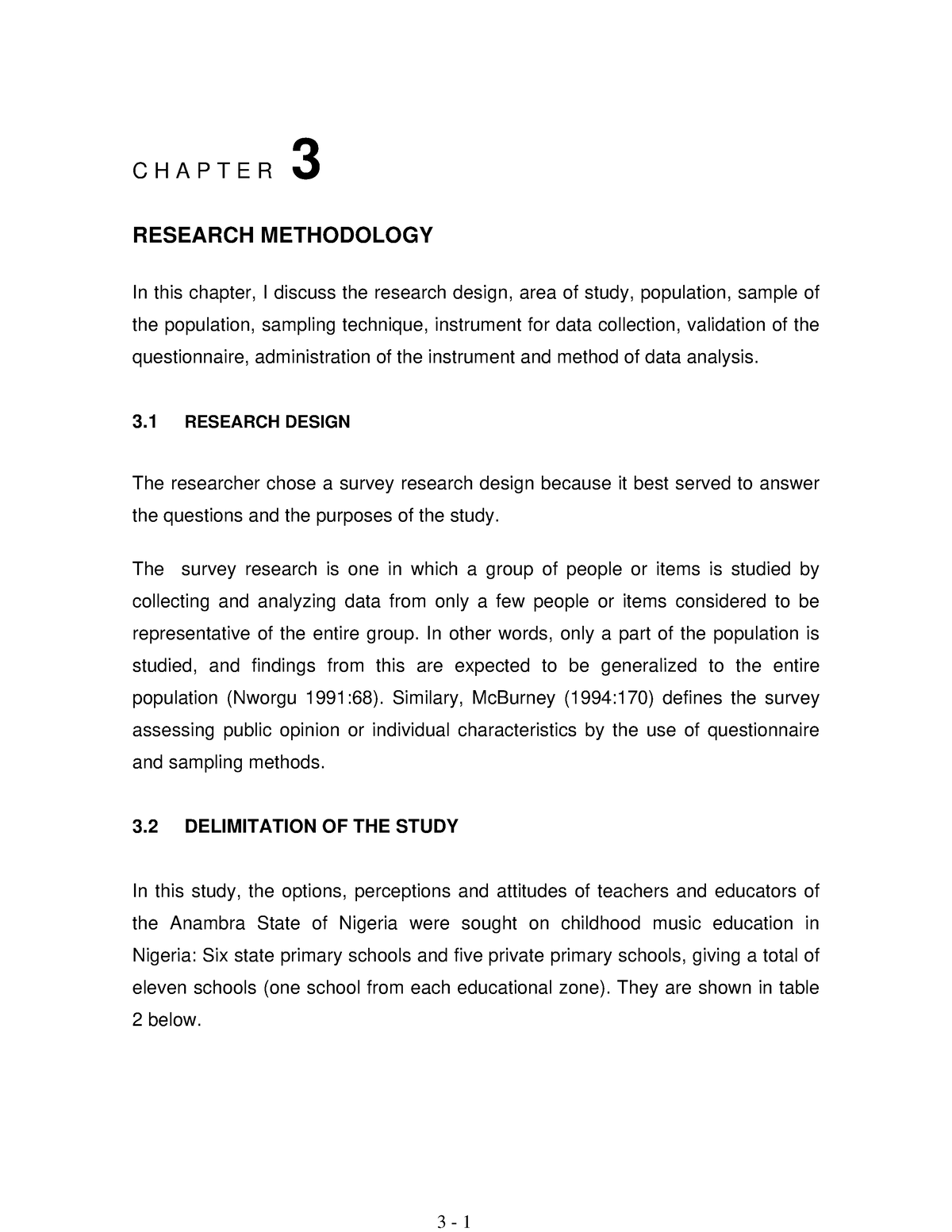 chapter 3 research sample qualitative