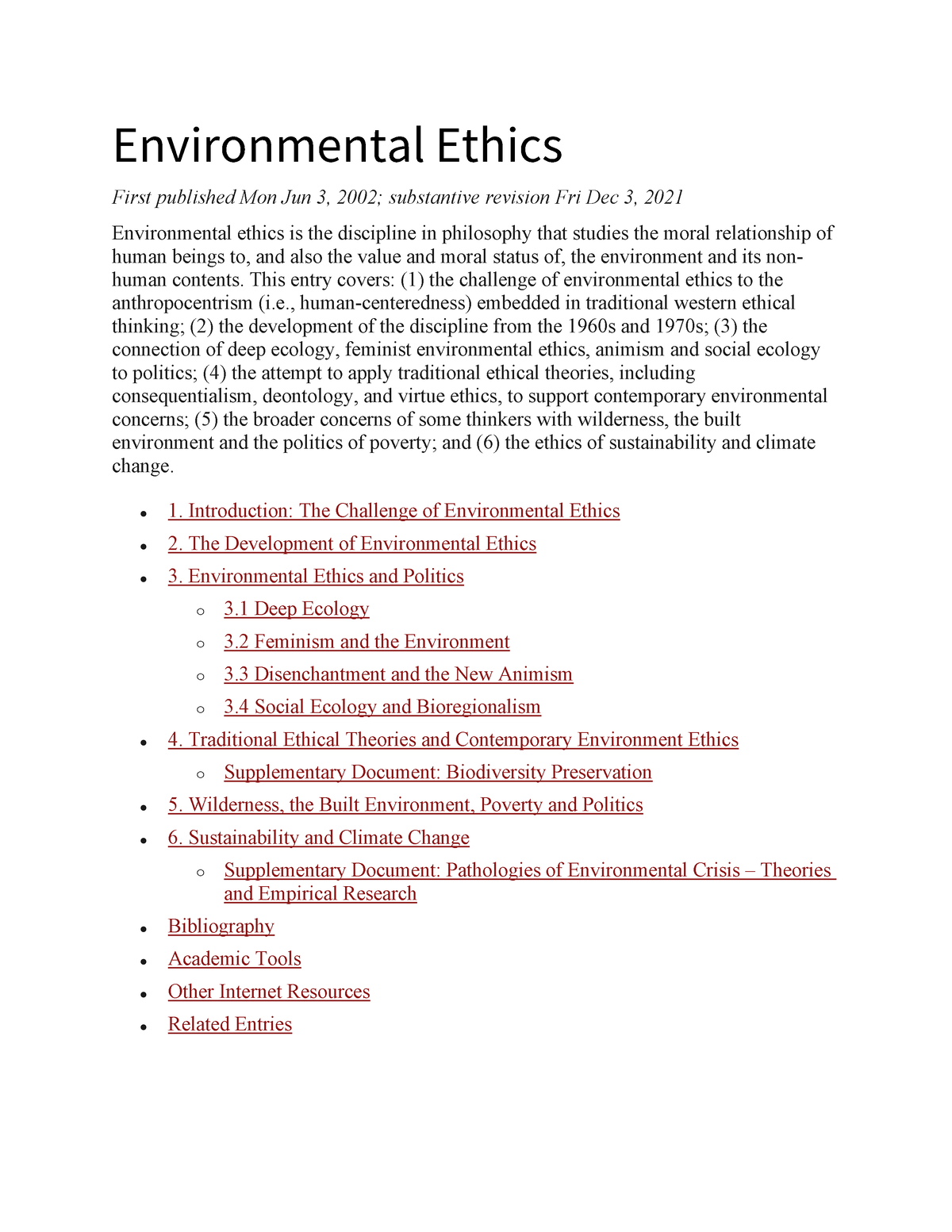 term paper about environmental ethics