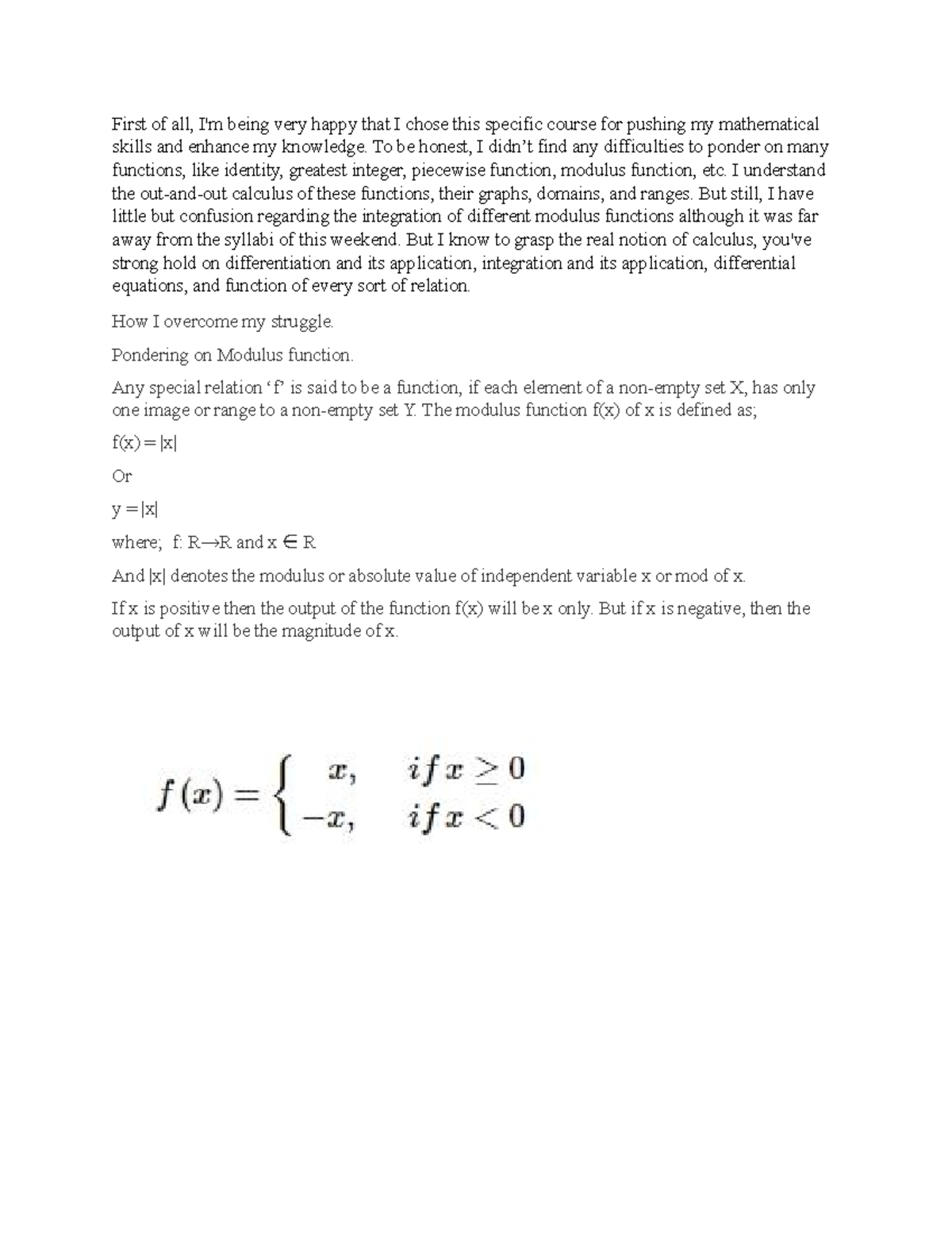 L1 Calculus - Subjective description - First of all, I'm being very ...