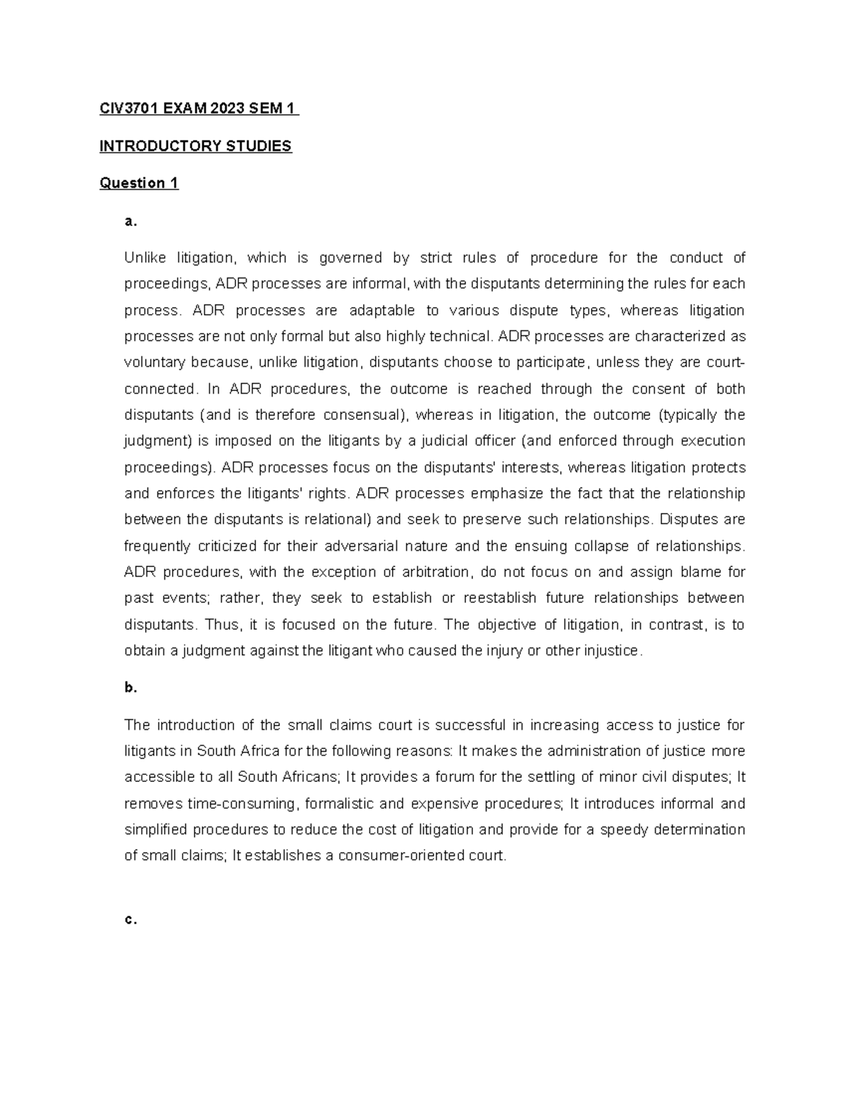 CIV 23 edit 1 - GOOD - CIV3701 EXAM 2023 SEM 1 INTRODUCTORY STUDIES ...