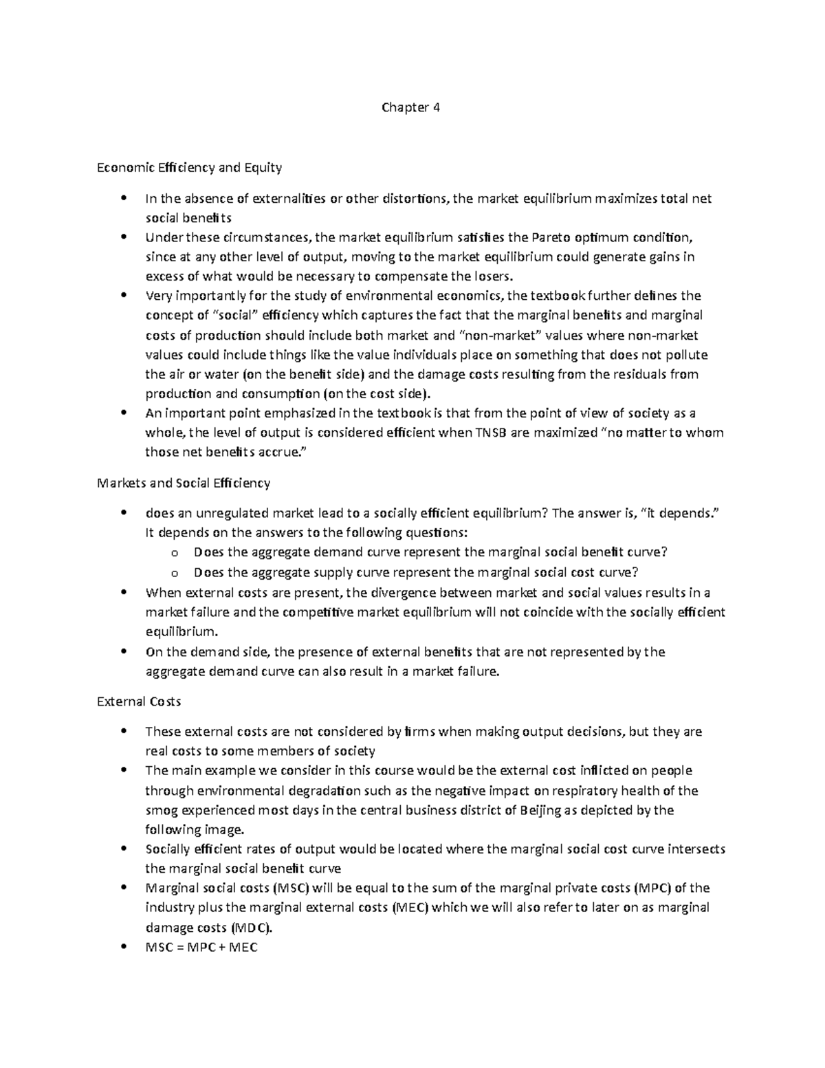 Chapter 4 - Lecture notes 1-2 - Chapter 4 Economic Efficiency and ...