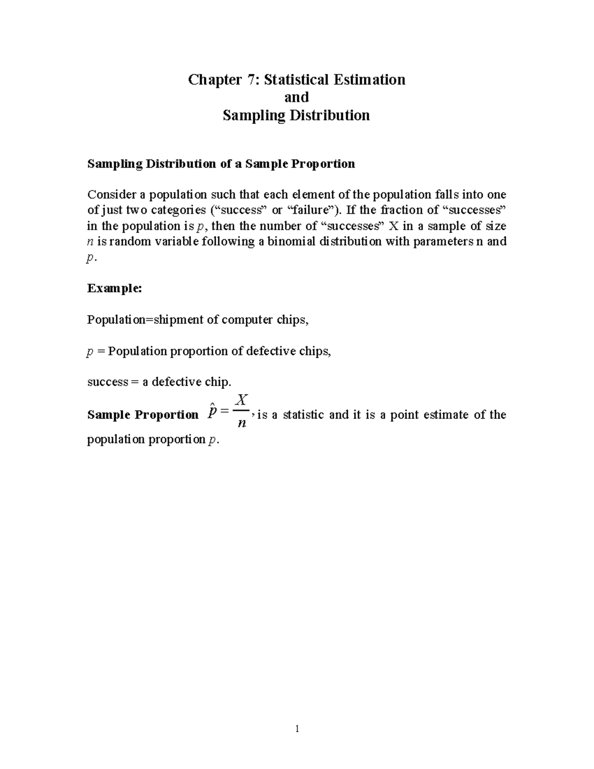 14 Chapter 7 Samppling Distribution of Sample Proportion - Chapter 7 ...