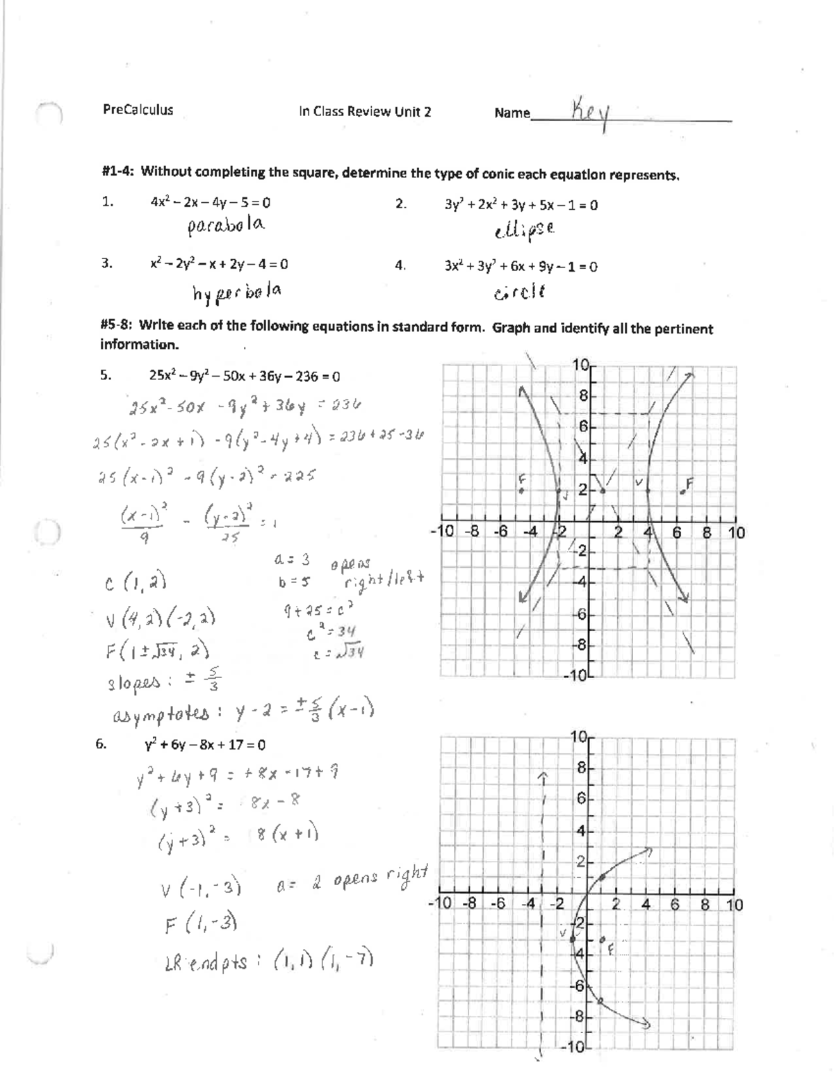 In Class Test Review Key - Studocu