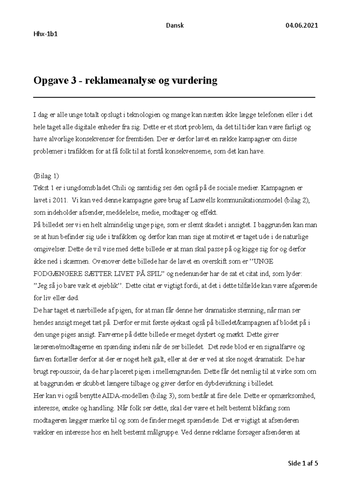 Opgave 3 -Reklameanalyse Og Vurdering - Hhx-1b Opgave 3 ...