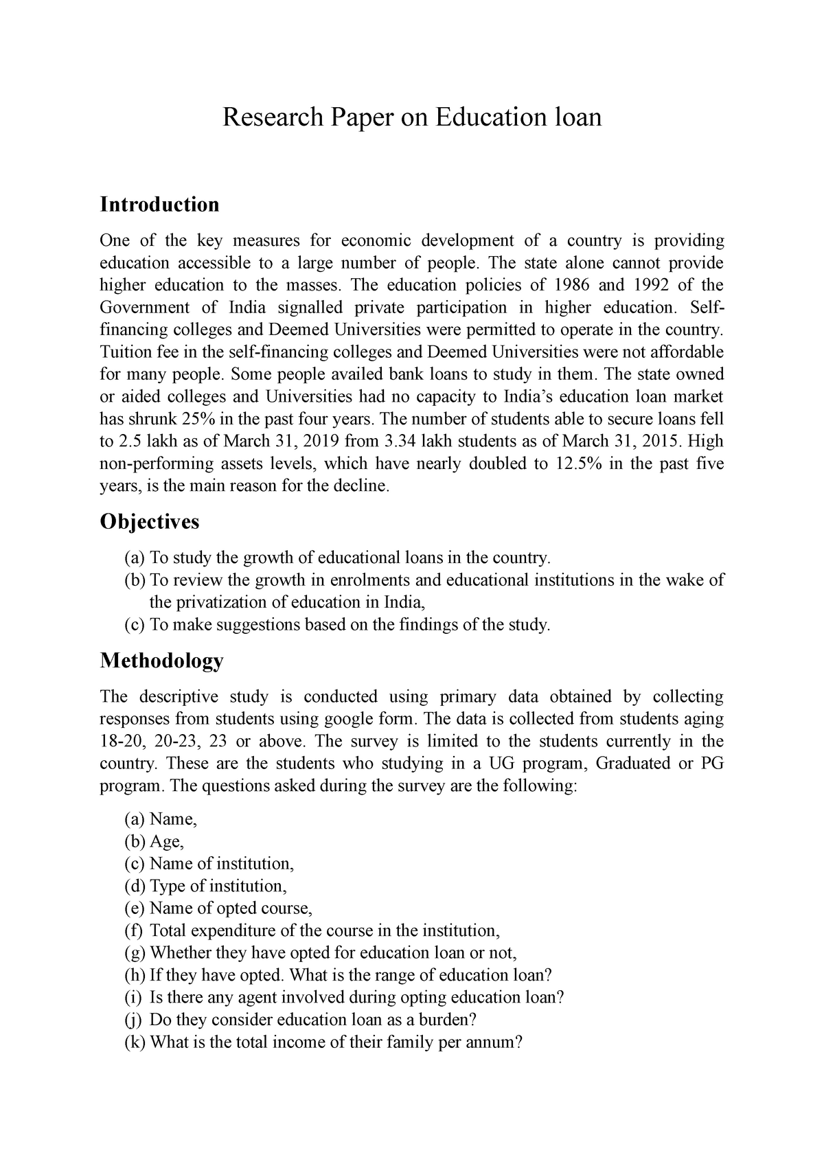 research paper on education loan in pdf