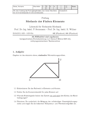 FEM Aufgaben - Methode Der Finiten Elemente Methode Der Finiten ...