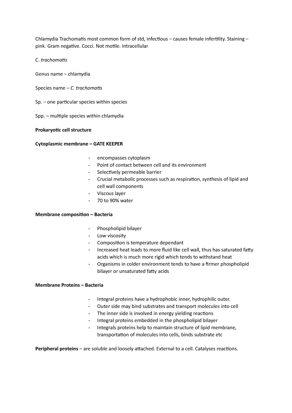 Lecture 6 Prokaryotic Cell Structure - Chlamydia Trachomatis most ...