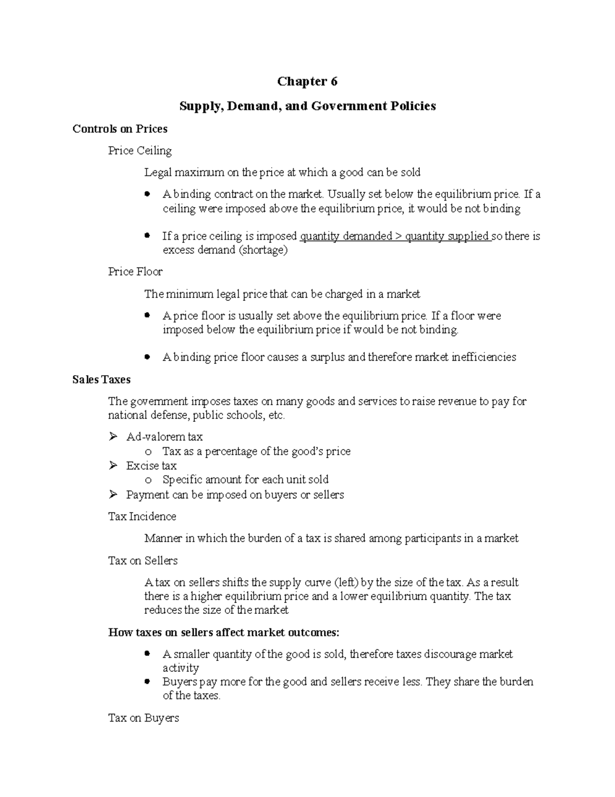 Chapter 6 Supply, Demand, And Gov't Policies - Chapter 6 Supply, Demand ...