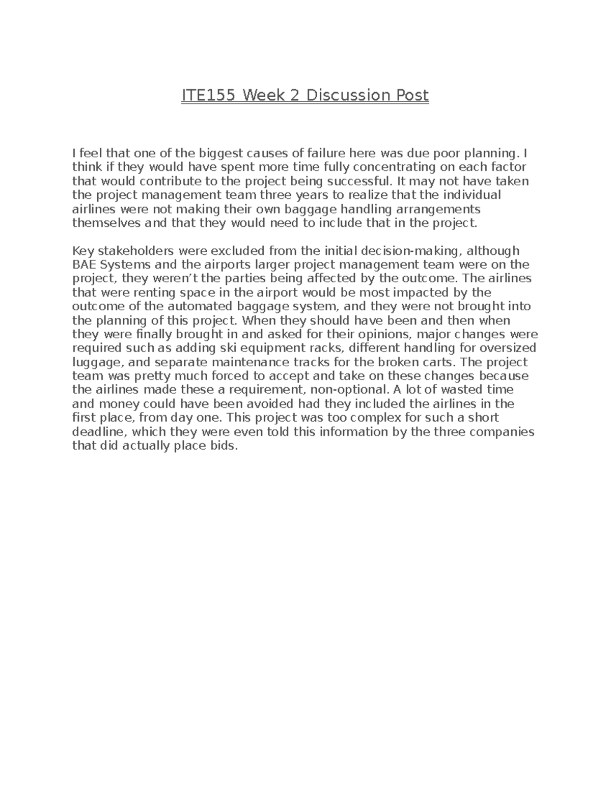 ITE155 Week 2 Discussion Post - ITE119-0 - Studocu