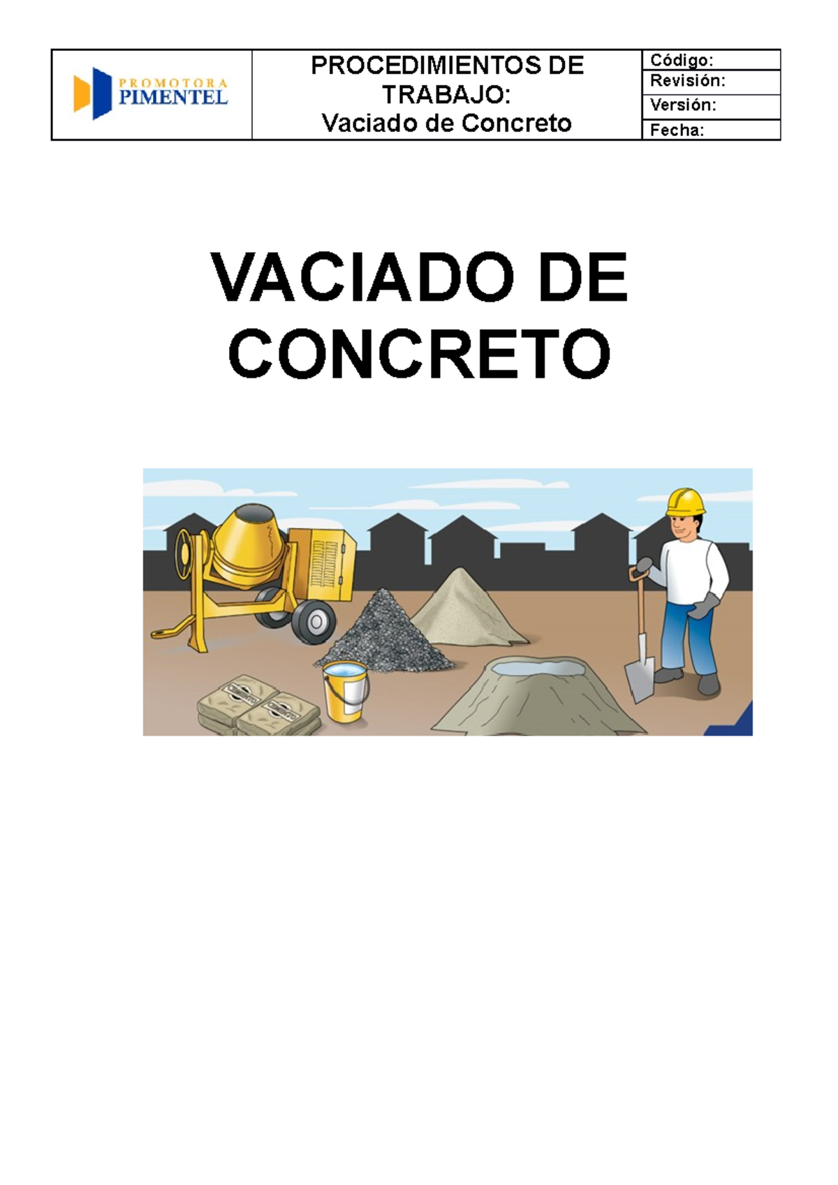 Vaciado DE Concreto - Información - PROCEDIMIENTOS DE TRABAJO: Vaciado ...