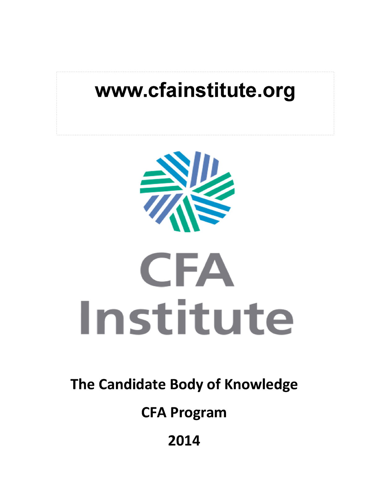 Cbok - Notes For English - Cfainstitute The Candidate Body Of Knowledge ...