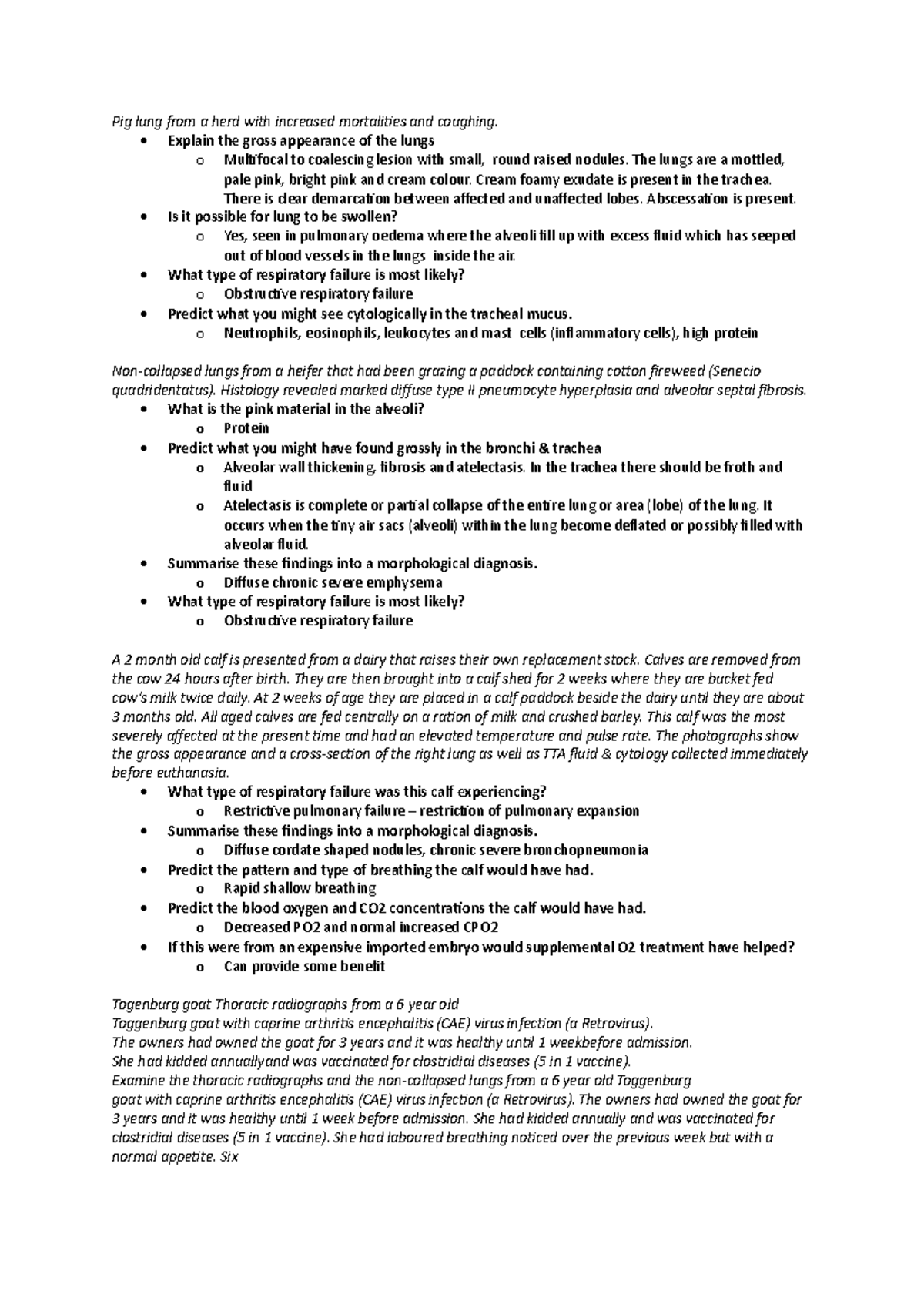 Resp-prac-questions - Resp-prac-questions - Pig lung from a herd with ...