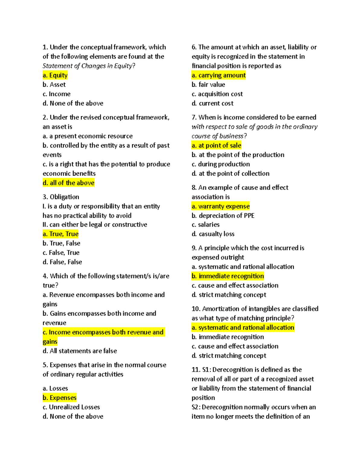CFAS Chapter 5 7 Testbank - Under the conceptual framework, which of ...