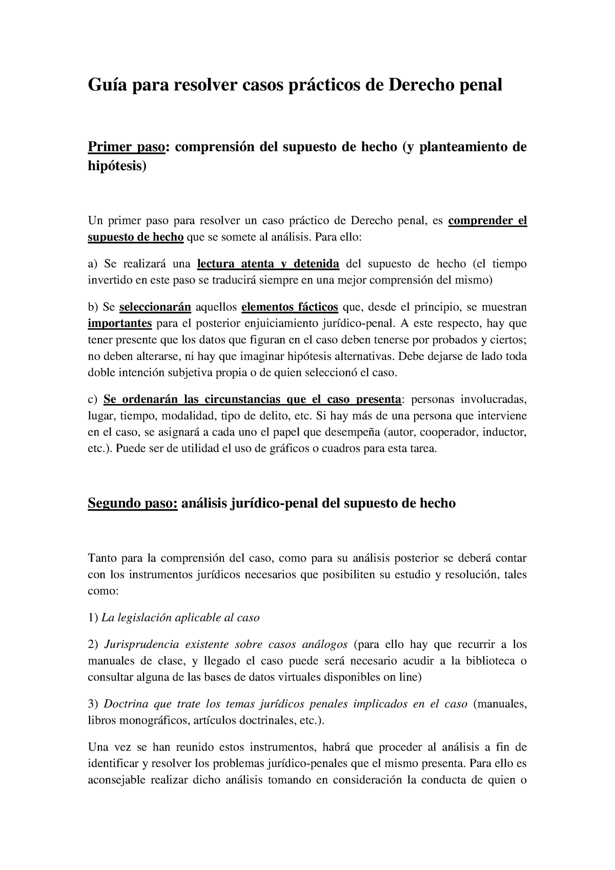 Guia Para Resolver Casos Prácticos De Derecho Penal Guía Para Resolver Casos Prácticos De 1442