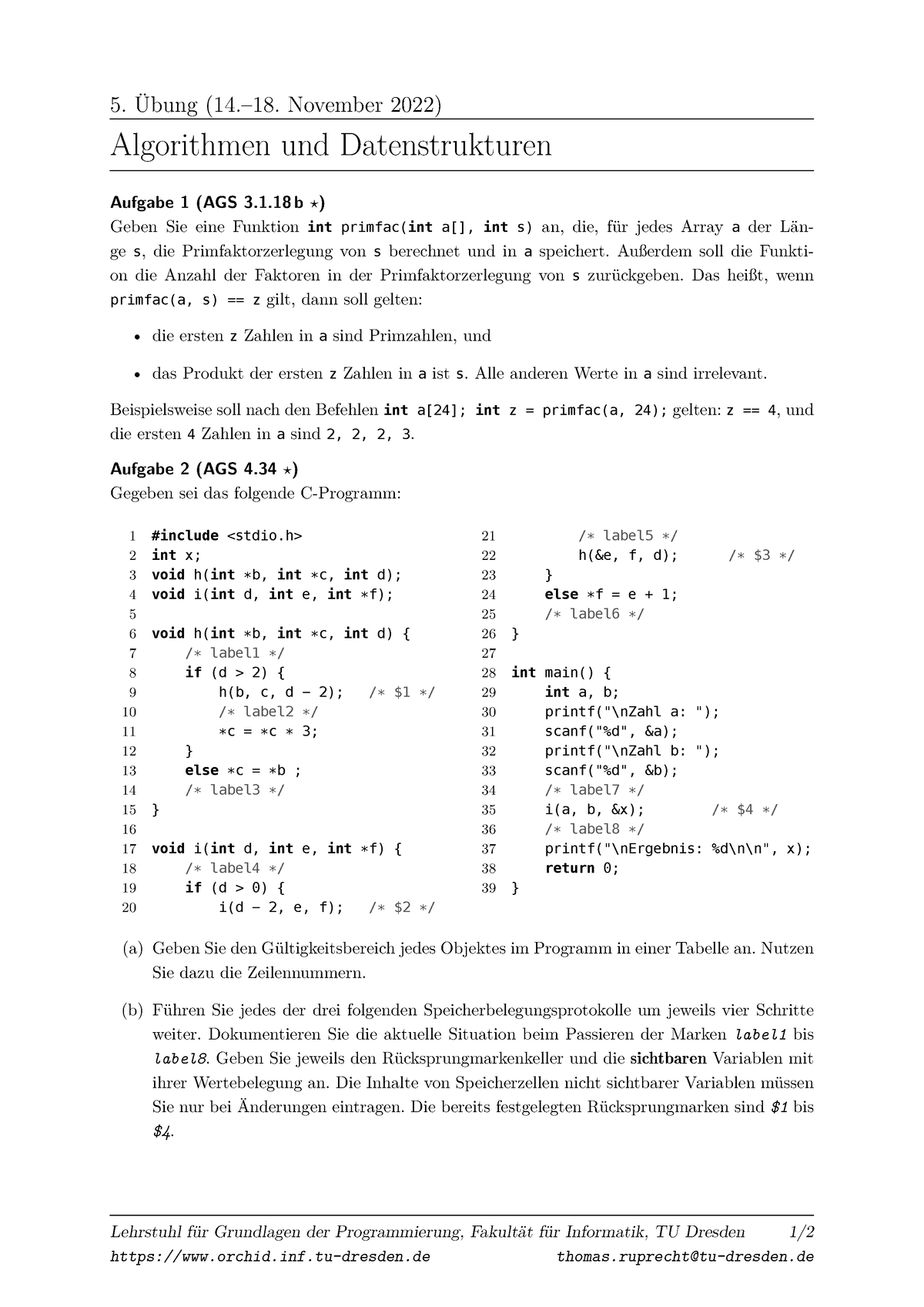 Aud5 - Übung 5 - 5. Übung (14.–18. November 2022) Algorithmen Und ...