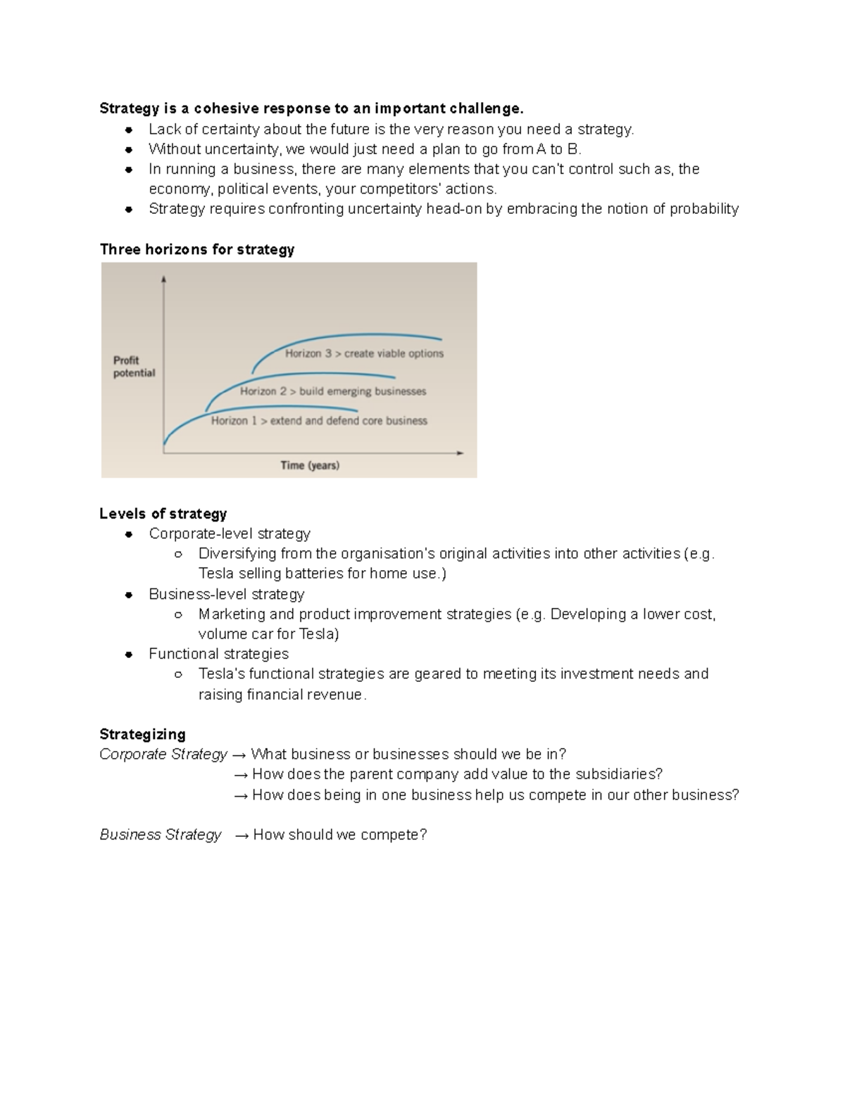 Lecture 12 - Strategy is a cohesive response to an important challenge ...