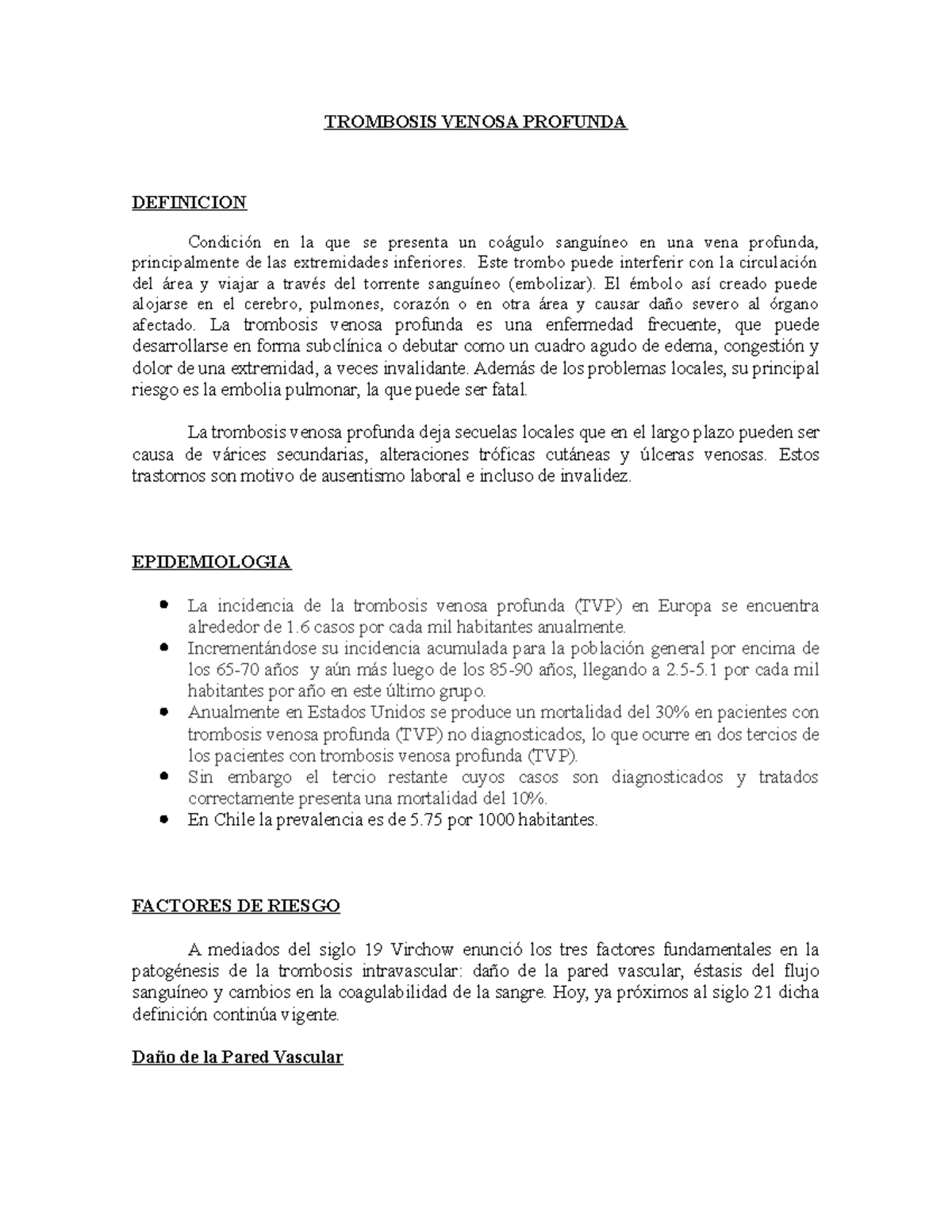 Médica trombosis definición de venosa profunda