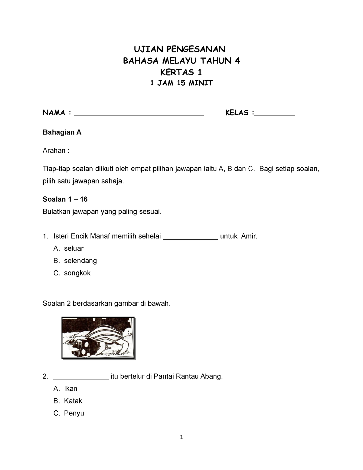 PPT BM Tahun 4 - SAMPLE QUETION PAPER - Pendidikan Moral - Studocu