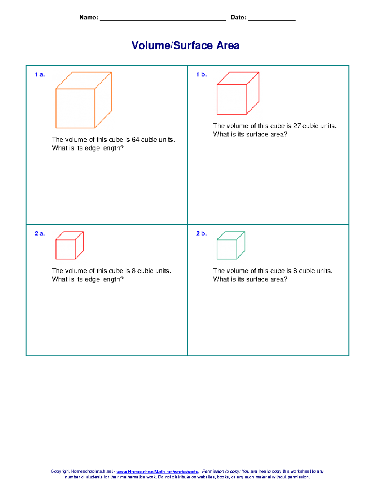 Volume Surface Area Worksheet - Name ...