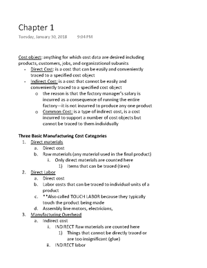 ACC 2203 Lecture Notes - Mehmet Ozbilgin - CHAPTER 1 COST TERMS ...
