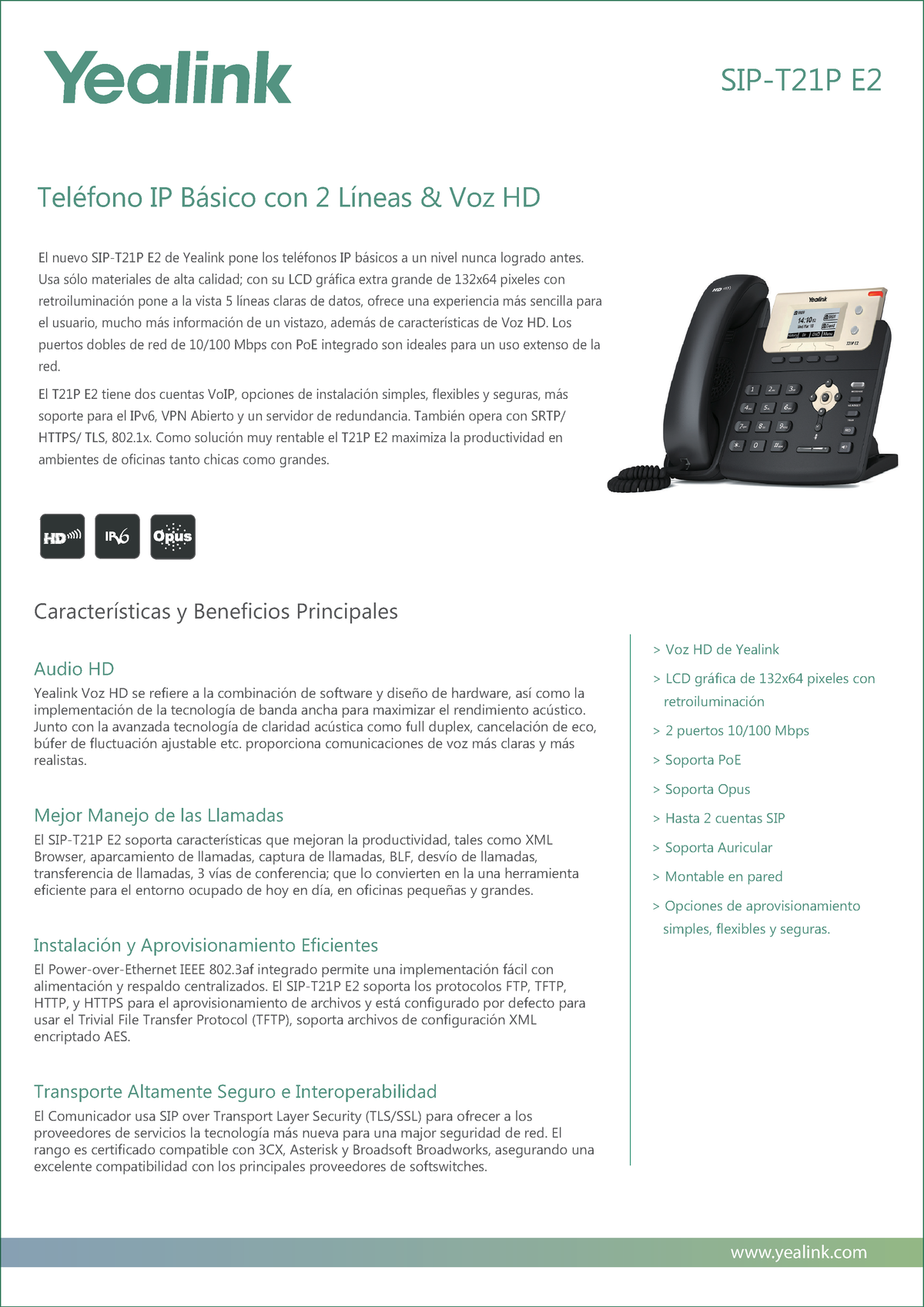 Yealink+SIP-T21P+E2+Datasheet ES(LA) - SIP-T21P E TelÈfono IP B·sico ...